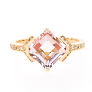18ct rose gold morganite & diamond ring