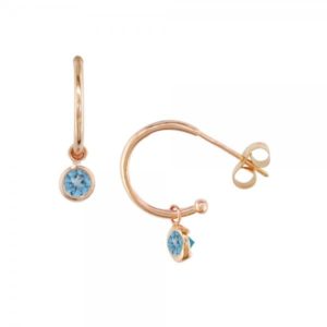 Rose gold blue topaz hoop earrings