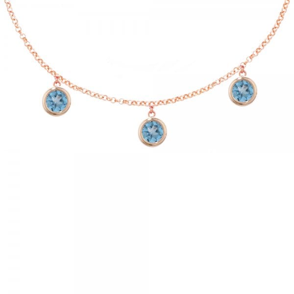 Rose gold blue topaz necklace