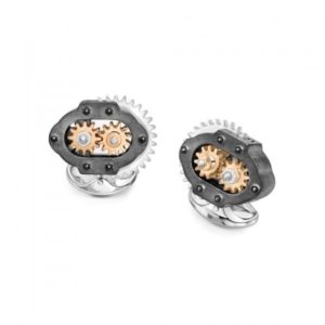 Silver & rose gold gearbox d&f cufflinks