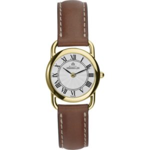 Womens gold plated equinoxe strap watch.