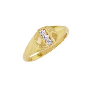 9ct gold diamond april birthstone signet ring