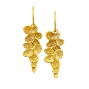 9ct yellow gold falling leaves drop earrings