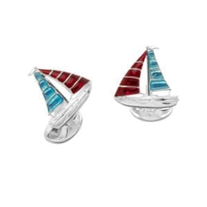Silver & enamel yacht cufflinks