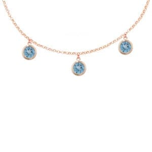 9ct rose gold blue topaz necklace