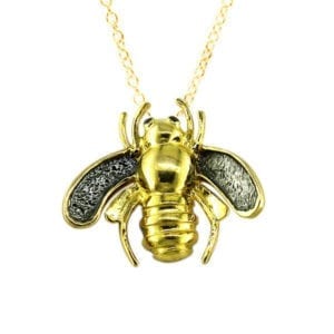 9ct yellow gold & black diamond bumble bee pendant