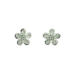 18ct white gold diamond flower stud earrings