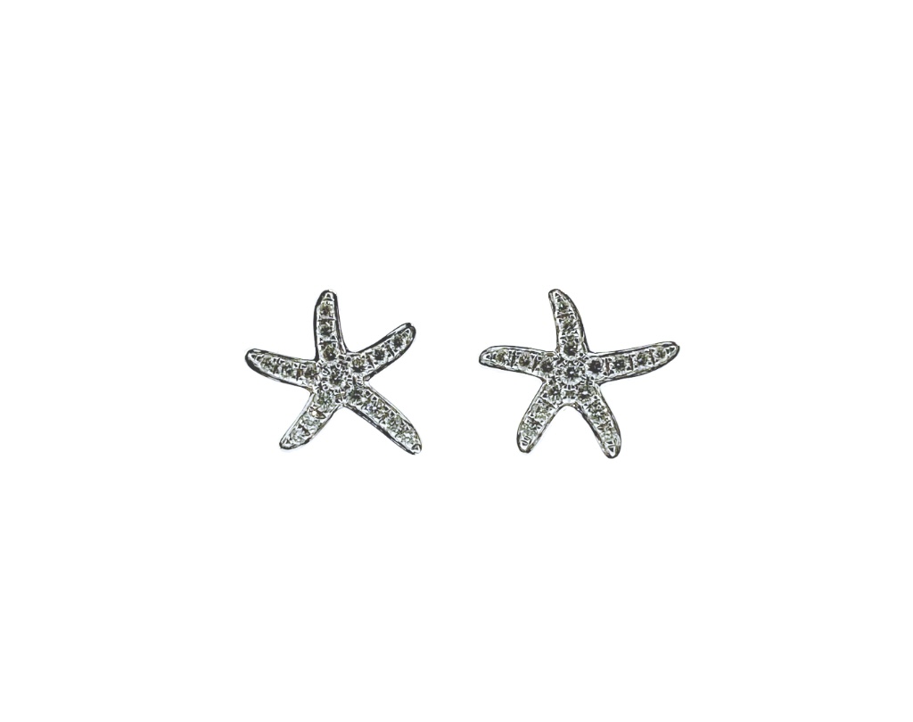 18ct white gold diamond starfish earrings