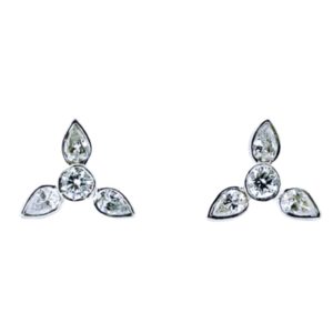 18ct white gold diamond petal earrings
