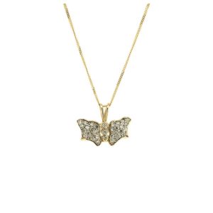 18ct yellow & white gold diamond butterfly pendant