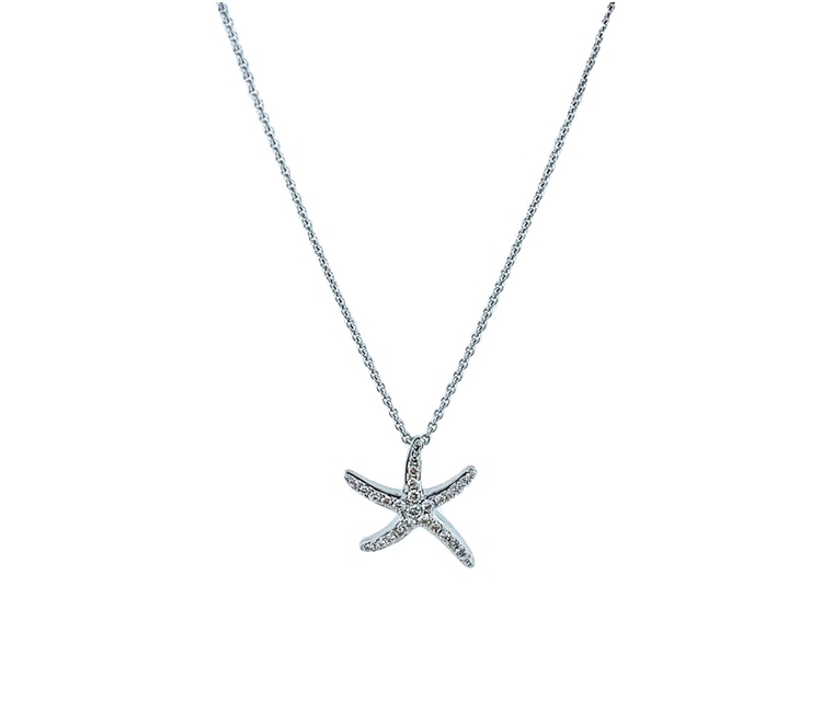 18ct white gold diamond starfish pendant