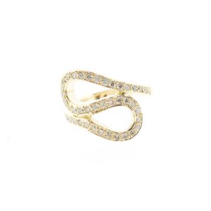 18ct yellow gold diamond s shape ring