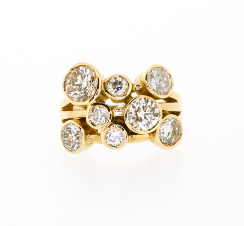 18ct yellow gold diamond bubble ring