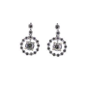 18ct white gold diamond halo drop earrings