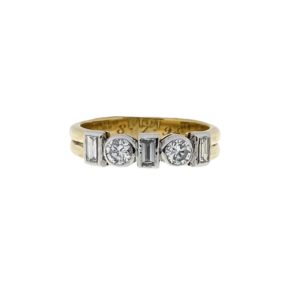 Preloved 18ct baguette & round diamond half eternity ring