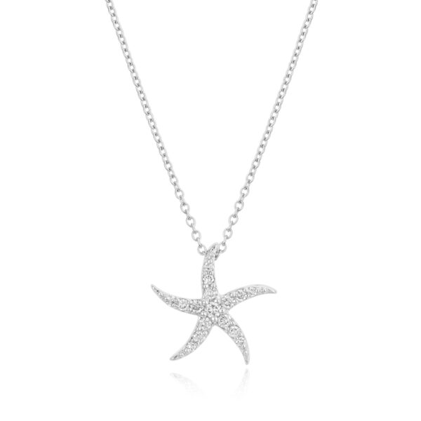 18ct White Gold Diamond Starfish Pendant