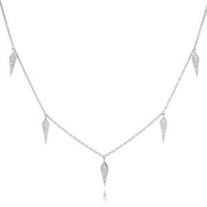 18ct White Gold Diamond Spike Necklace
