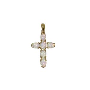 Preloved 9ct Gold Opal Cross Pendant