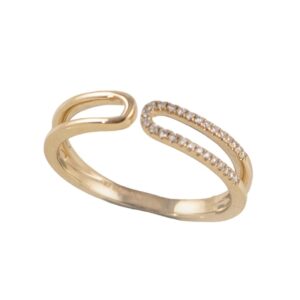 9ct Yellow Gold Diamond Paperclip Ring