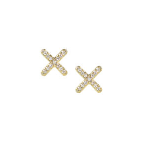 9ct Yellow Gold Diamond Kiss Earrings