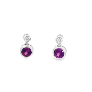 18ct Grape Garnet & Diamond Earrings