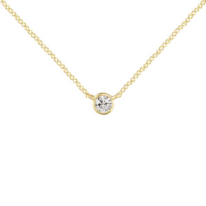 9ct Yellow Gold Solitaire Diamond Necklace