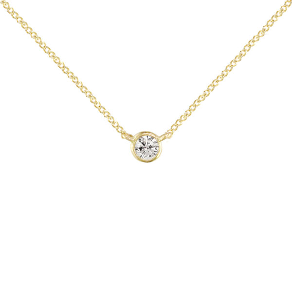 9ct Yellow Gold Solitaire Diamond Necklace