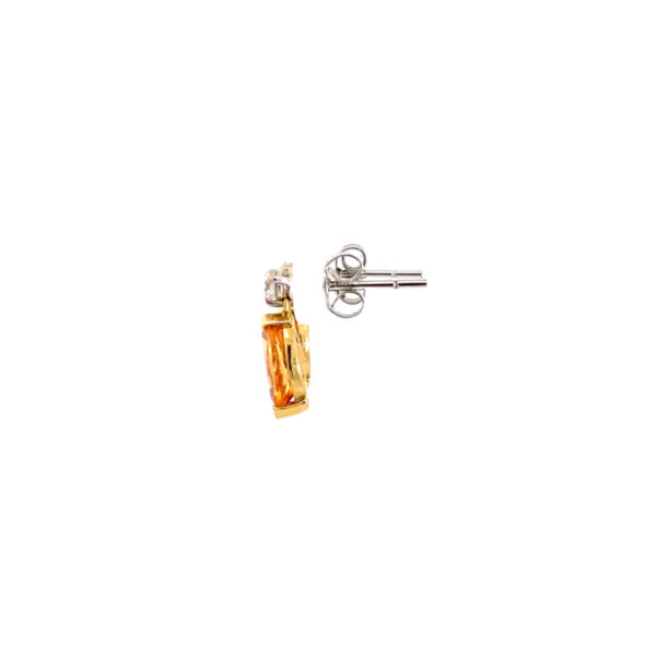 18ct White Gold Mandarin Garnet & Diamond Drop Earrings