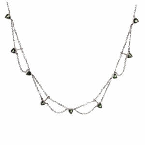 18ct White Gold Green Sapphire Festoon Necklace