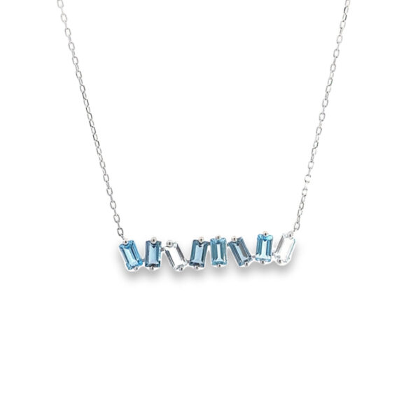 9ct White Gold Blue Topaz Necklace