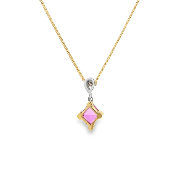 18ct Yellow Gold Pink Sapphire & Diamond Pendant