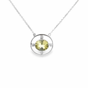 18ct White Gold Lemon Quartz & Diamond Necklace