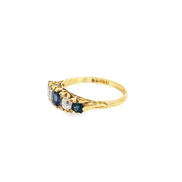 Preloved 18ct Sapphire & Diamond Carved Ring
