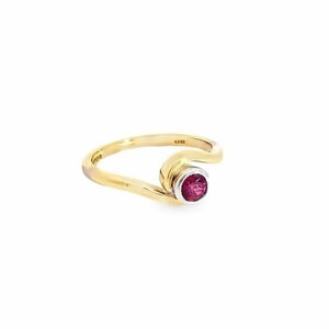 18ct Yellow & White Gold Ruby Twist Ring