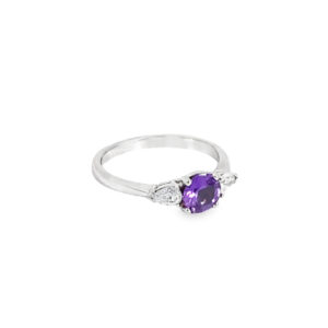 18ct White Gold Purple Sapphire & Diamond Ring
