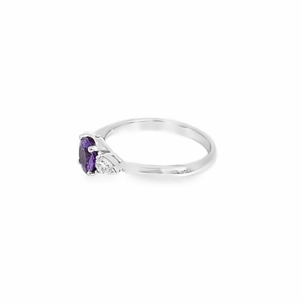 18ct White Gold Purple Sapphire & Diamond Ring