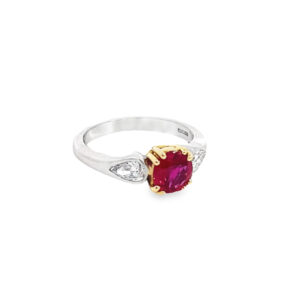 18ct White Gold Red Ruby & Diamond Ring