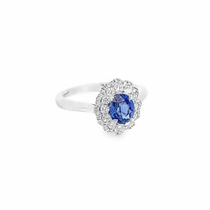 Platinum Sapphire & Diamond Cluster Ring