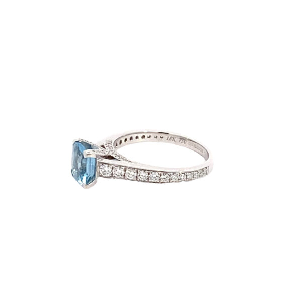18ct White Gold Aquamarine & Diamond Dress Ring