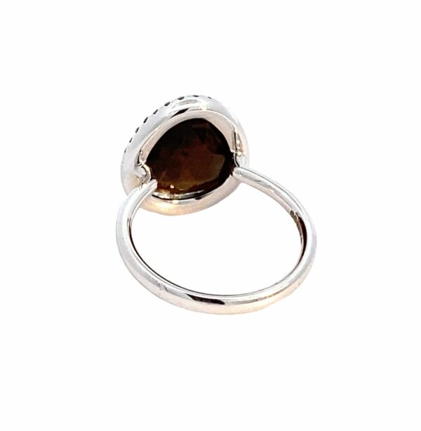 18ct White Gold Golden Sheen Sapphire & Diamond Ring