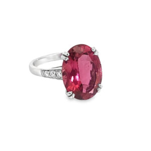 18ct White Gold Oval Pink Tourmaline Ring
