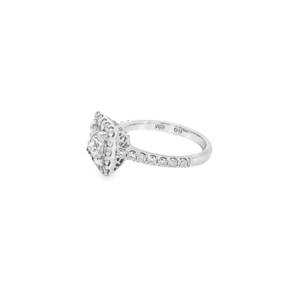 18ct White Gold Princess Diamond Halo Ring