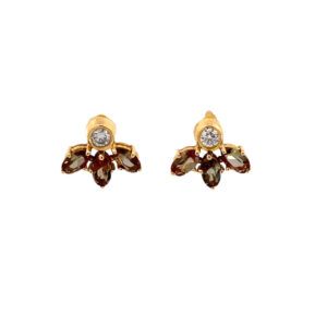 18ct Yellow Gold Andalucite & Diamond Fan Earrings