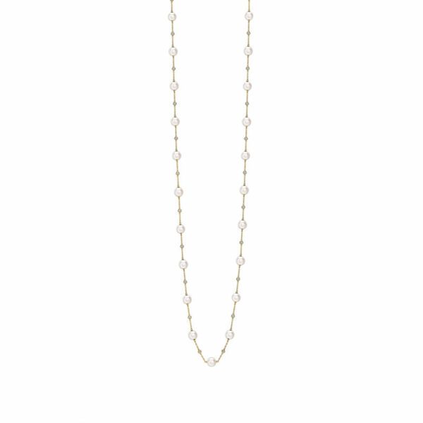 18ct Yellow Gold Akoya Pearl & Diamond Necklace