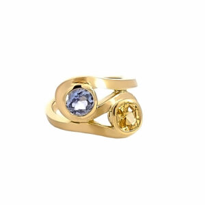 18ct Yellow & Blue Sapphire Ring