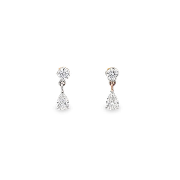 18ct Gold 1.30ct Pear & Brilliant Diamond Drop Earrings