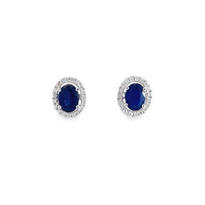 Preloved 18ct Sapphire & Diamond Earrings
